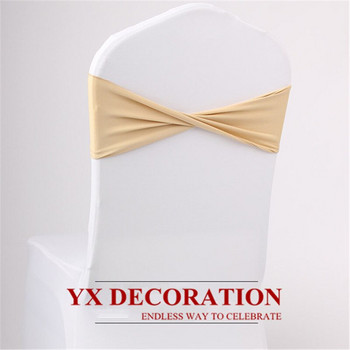 Όμορφη στραμμένη λουρίδα λύκρα καρέκλα Spandex Φιόγκος γραβάτα για δεξίωση γάμου