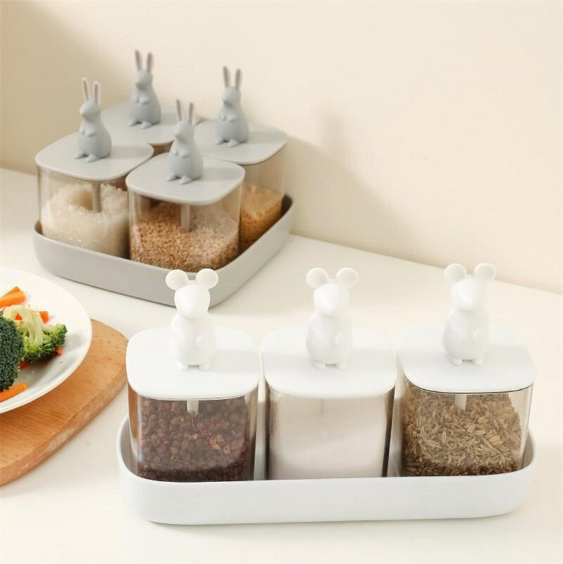 Fűszerüveg szett kanál konyhai rendszerezővel és tároló tartállyal Só Cukor Bors Fűszerező Konyhai Kiegészítők