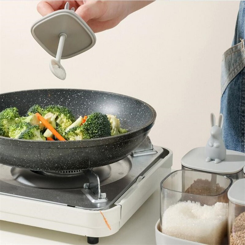 Fűszerüveg szett kanál konyhai rendszerezővel és tároló tartállyal Só Cukor Bors Fűszerező Konyhai Kiegészítők