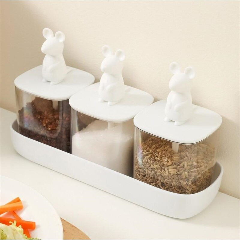 Fűszerüveg szett kanál konyhai rendszerezővel és tároló tartállyal Só Cukor Bors Fűszerező Konyhai Kiegészítők