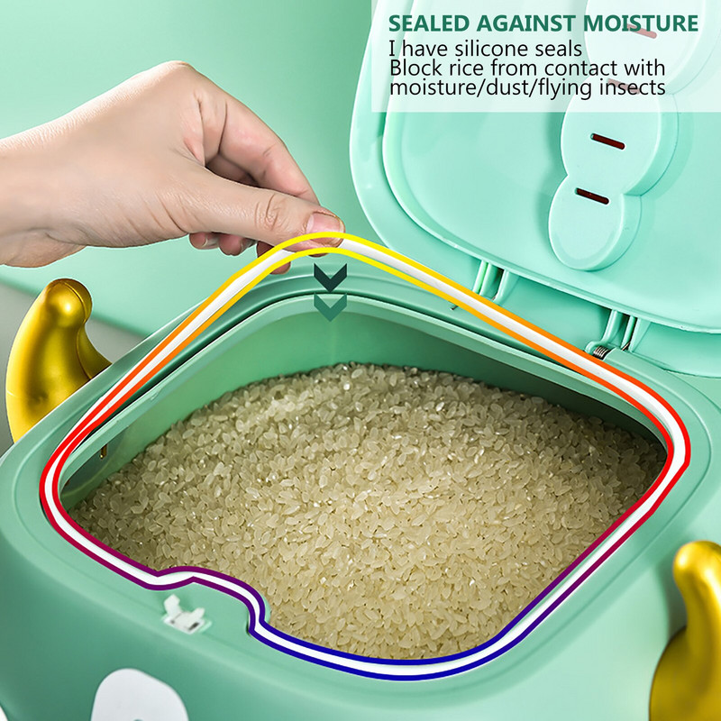 Mieli animaciniai ryžių laikymo indai Maisto laikymo indai su dangteliais sandariai uždaryta miltų grūdų laikymo dėžė su matavimo puodeliu