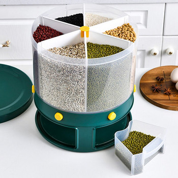 10 LВъртяща се кутия за съхранение, отделена, запечатана зърнена култура, 360-градусов резервоар за ориз, дозатор, контейнер за храна, устойчив на насекоми кухненски органайзер