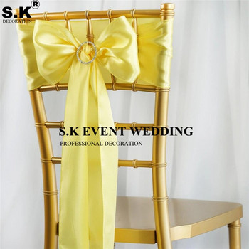 Satin Chair Sashes Europe Κάλυμμα καρέκλας Φύλλο για δείπνο γάμου Διακόσμηση τραπεζαρίας Υφάσματα σπιτιού