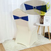 Bijela crna boja spandex traka za stolicu Mašna s kopčom u obliku srca za banket Dekoracija događaja Vjenčanje Elastična likra pojas za stolicu