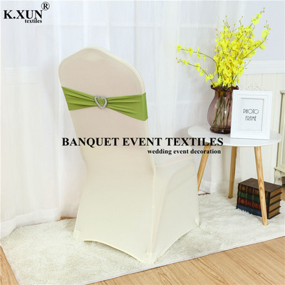 Bijela crna boja spandex traka za stolicu Mašna s kopčom u obliku srca za banket Dekoracija događaja Vjenčanje Elastična likra pojas za stolicu