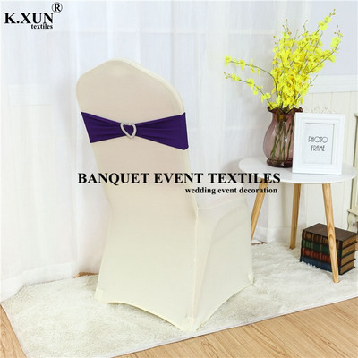 Bijela crna boja spandex traka za stolicu Mašna s kopčom u obliku srca za banket Dekoracija događaja Vjenčanje Elastična likra pojas za stolicu