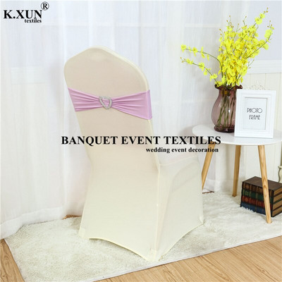 Bijela crna boja spandex traka za stolicu Mašna s kopčom u obliku srca za banket Dekoracija događaja Vjenčanje Elastična likra pojas za stolicu