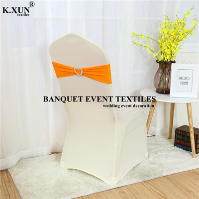 Bijela crna boja spandex traka za stolicu Mašna s kopčom u obliku srca za banket Dekoracija događaja Vjenčanje Elastična likra pojas za stolicu