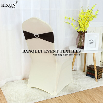 Bijela crna boja spandex traka za stolicu Mašna s kopčom u obliku srca za banket Dekoracija događaja Vjenčanje Elastična likra pojas za stolicu