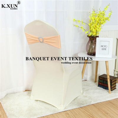 Bijela crna boja spandex traka za stolicu Mašna s kopčom u obliku srca za banket Dekoracija događaja Vjenčanje Elastična likra pojas za stolicu