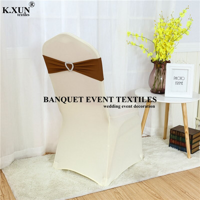 Bijela crna boja spandex traka za stolicu Mašna s kopčom u obliku srca za banket Dekoracija događaja Vjenčanje Elastična likra pojas za stolicu