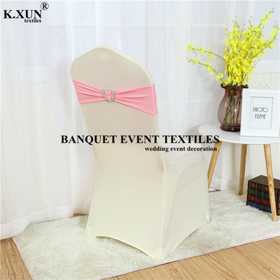 Bijela crna boja spandex traka za stolicu Mašna s kopčom u obliku srca za banket Dekoracija događaja Vjenčanje Elastična likra pojas za stolicu