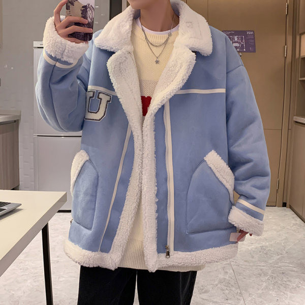 Geaca de iarna pentru barbati cu captuseala groasa si element metalic