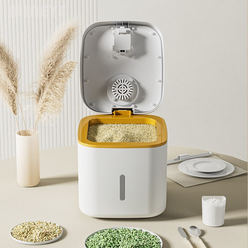 Găleată de orez rezistentă la insecte și la umezeală Făină de cereale Sigiliu pentru hrana pentru animale de companie cu capac Cutie de depozitare din plastic Recipiente de bucătărie de 5 kg și 10 kg