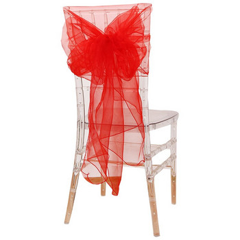 65x275cm Πορτοκαλί Organza Knot Διακοσμήσεις καρέκλας γάμου Διακοσμήσεις καρέκλας εκδηλώσεων παπιγιόν Ζώνες καρέκλας Φύλλα Μπλε 25τμχ/παρτ.
