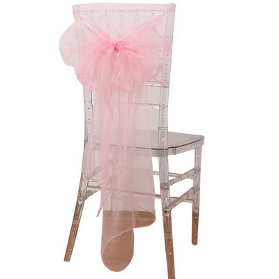 65x275cm Narancssárga Organza csomó Esküvői Szék Dekor Bankett Rendezvény Székdíszek Csokornyakkendők Székszalagok Síkszalagok Kék 25db/tétel