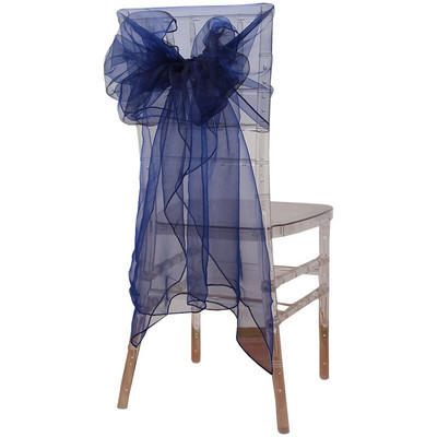 65x275cm Narancssárga Organza csomó Esküvői Szék Dekor Bankett Rendezvény Székdíszek Csokornyakkendők Székszalagok Síkszalagok Kék 25db/tétel