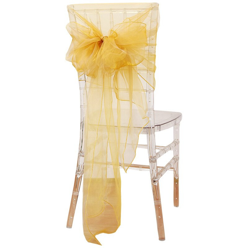 65x275cm Narancssárga Organza csomó Esküvői Szék Dekor Bankett Rendezvény Székdíszek Csokornyakkendők Székszalagok Síkszalagok Kék 25db/tétel