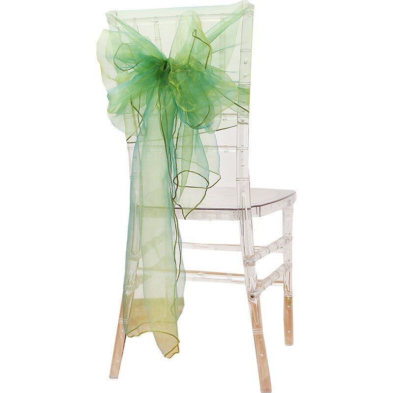 65x275cm Narancssárga Organza csomó Esküvői Szék Dekor Bankett Rendezvény Székdíszek Csokornyakkendők Székszalagok Síkszalagok Kék 25db/tétel