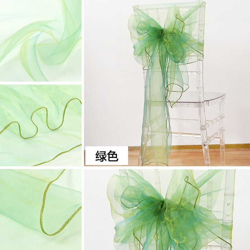 65x275cm Narancssárga Organza csomó Esküvői Szék Dekor Bankett Rendezvény Székdíszek Csokornyakkendők Székszalagok Síkszalagok Kék 25db/tétel