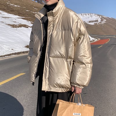 Jachetă pentru bărbați cu model gratuit, cu guler înalt și buzunar