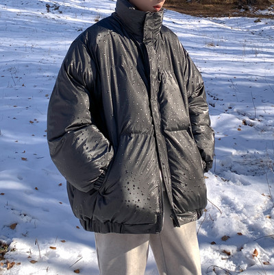 Jachetă pentru bărbați cu model gratuit, cu guler înalt și buzunar