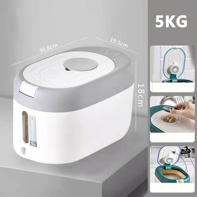 Virtuvės konteineris 5 kg 10 kg kibiras Nano, vabzdžiams atspari drėgmei atspari ryžių dėžutė grūdams sandariai uždarytas stiklainis Namų laikymo naminių šunų maisto parduotuvės dėžutė