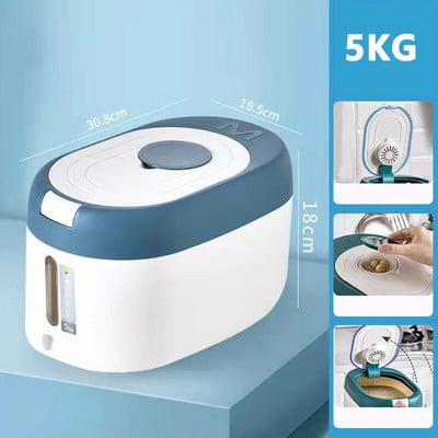 Virtuvės konteineris 5 kg 10 kg kibiras Nano, vabzdžiams atspari drėgmei atspari ryžių dėžutė grūdams sandariai uždarytas stiklainis Namų laikymo naminių šunų maisto parduotuvės dėžutė