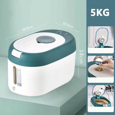 Virtuvės konteineris 5 kg 10 kg kibiras Nano, vabzdžiams atspari drėgmei atspari ryžių dėžutė grūdams sandariai uždarytas stiklainis Namų laikymo naminių šunų maisto parduotuvės dėžutė