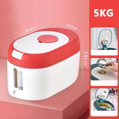 Virtuvės konteineris 5 kg 10 kg kibiras Nano, vabzdžiams atspari drėgmei atspari ryžių dėžutė grūdams sandariai uždarytas stiklainis Namų laikymo naminių šunų maisto parduotuvės dėžutė