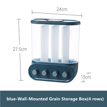 Обикновена 2/4/6 решетки Стенна кутия за съхранение на зърно Дозатор за ориз Кухненски аксесоари Органайзери Съхранение Домашно съхранение на храна