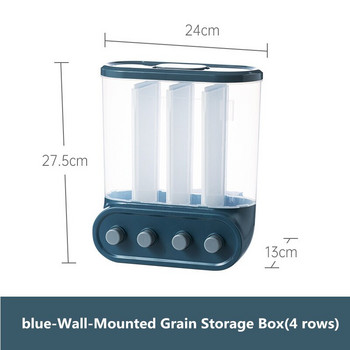 Απλά 2/4/6 Grids Επιτοίχια Κουτί αποθήκευσης σιτηρών Διανομέας ρυζιού Αξεσουάρ κουζίνας Organizers Αποθήκευση Οικιακή αποθήκευση τροφίμων