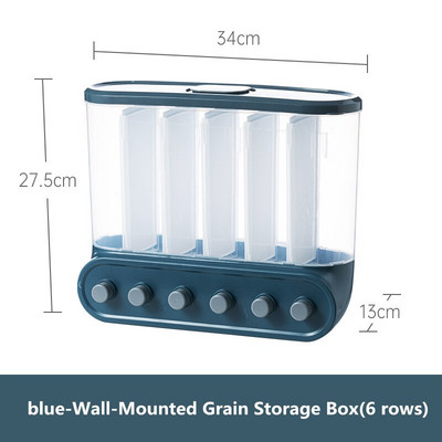 Jednostavna 2/4/6 rešetka Zidna kutija za pohranu žitarica Dozator riže Kuhinjski pribor Organizatori Pohrana Pohrana hrane u kućanstvu