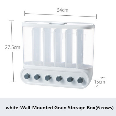 Jednostavna 2/4/6 rešetka Zidna kutija za pohranu žitarica Dozator riže Kuhinjski pribor Organizatori Pohrana Pohrana hrane u kućanstvu
