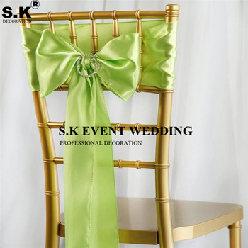 Сатенени сватбени столове, папийонка, сатенена панделка, ленти за столове за сватбена украса, хотелски парти консумативи