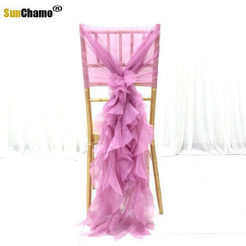 Υψηλής ποιότητας Φύλλα καρέκλας Μόδας Δεσμοί με σγουρά σιφόν βολάν για προμήθειες διακόσμησης δεξίωσης γάμου