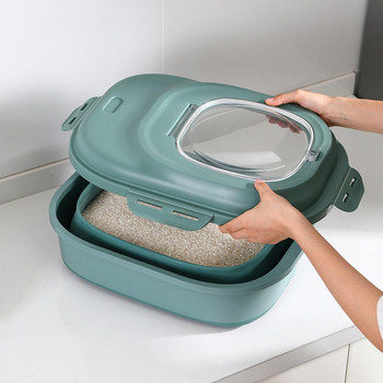 25Kg Контейнер за ориз Сгъваем двоен уплътнителен пръстен PP Домашен държач за съхранение на брашно за кухня