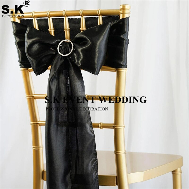 15x275cm Satenska stolica Mašna za presvlake Svadbene stolice čvor Party Banket Događaj Božićni ukrasi Dobava satenske tkanine