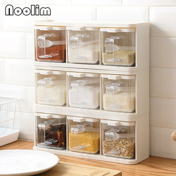 Creative Spice Rack 3 Σχάρες με Καπάκι Κουτάλι Καρυκεύματα Βότανα Μπαχαρικά Δοχείο αποθήκευσης καρυκεύματα Βάζο με λαβή Εργαλεία κουζίνας