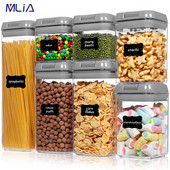 MLIA 7PCS BPA Free skladovacia nádoba na potraviny Plastová kuchynská chladnička Krabica na rezance Viaczrnná skladovacia nádrž Priehľadná uzavretá plechovka