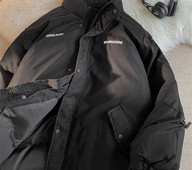 Jachetă largi pentru bărbați, cu guler înalt și inscripții