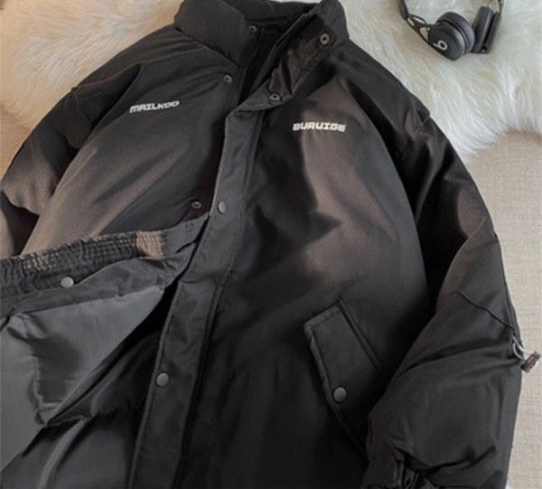 Jachetă largi pentru bărbați, cu guler înalt și inscripții