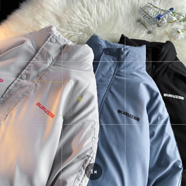 Jachetă largi pentru bărbați, cu guler înalt și inscripții