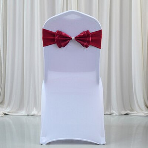25 vnt. Lycra kėdžių juostos elastanas su satininiu lanku, tinkantis kėdės užvalkalas, skirtas vestuvių renginio vakarėliui dekoruoti