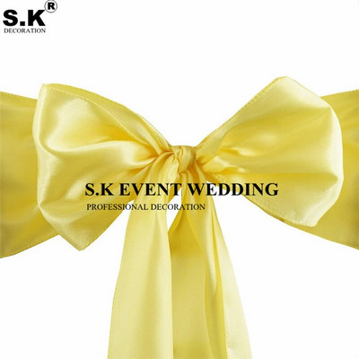 Pigūs 25 vnt./stal. 16*275 cm satininio peteliškės dirželis, skirtas viešbučio banketui, vestuvių vakarėlio dekoravimui Raudona/mėlyna/geltona kelių spalvų