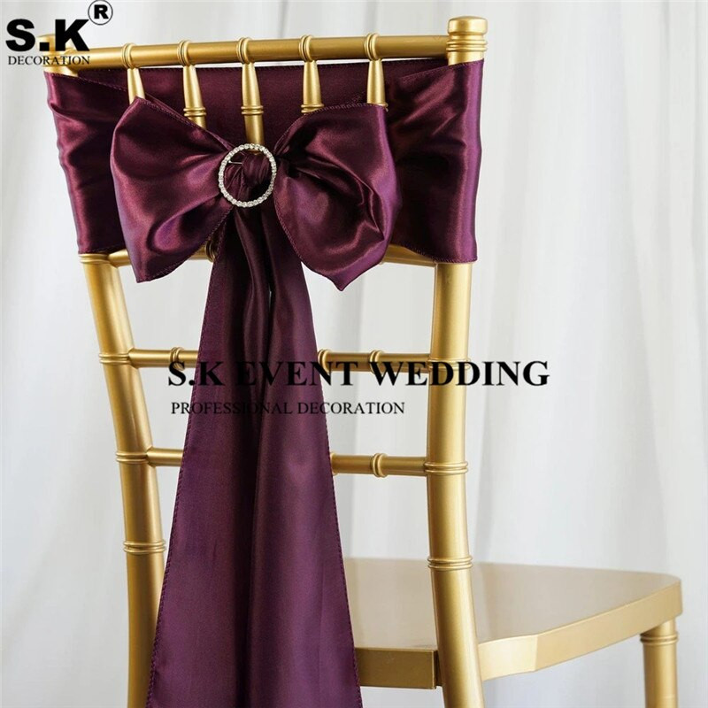 Ieftin 25 buc/lot 16*275 cm Papion din satin Bandă de canapea pentru scaun pentru banchete de hotel Decorare petrecere de nuntă Roșu/Albastru/Galben Multicolor
