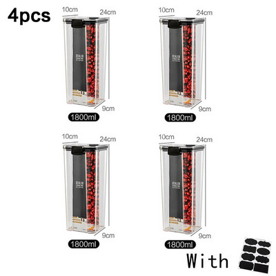 4 buc. Recipient acril stivuibil pentru depozitarea alimentelor. Cutie cu tăiței de bucătărie din plastic. Rezervor de depozitare cu cereale multiple, conserve sigilate transparente de calitate