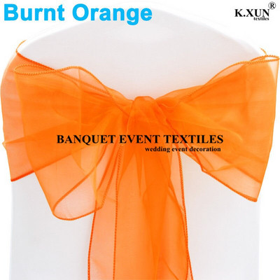 25 tk 100 tk organza tooliraamid Tooli vibud Pulmapidu Sündmus Xmas Bankett Decor Läbipaistev organza kangas 18cm x 275cm