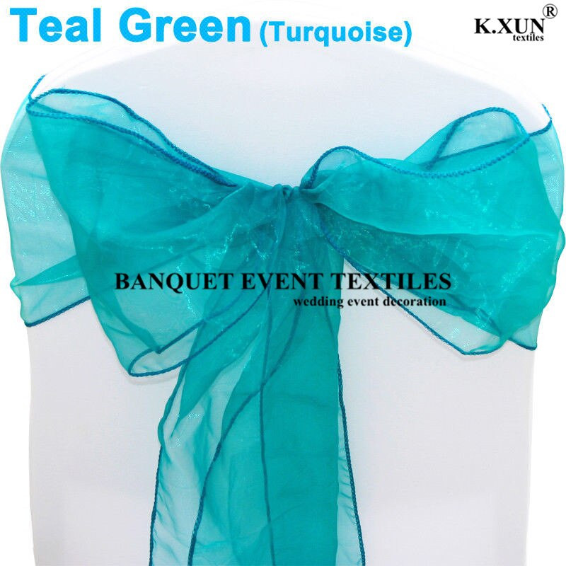 25 tk 100 tk organza tooliraamid Tooli vibud Pulmapidu Sündmus Xmas Bankett Decor Läbipaistev organza kangas 18cm x 275cm