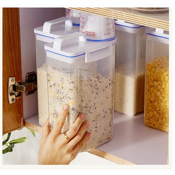 Контейнер за съхранение на зърна Прозрачна пластмасова запечатана кофа за ориз Буркани за съхранение на котешка храна Многозърнести домашни кутии за съхранение на храна за кучета